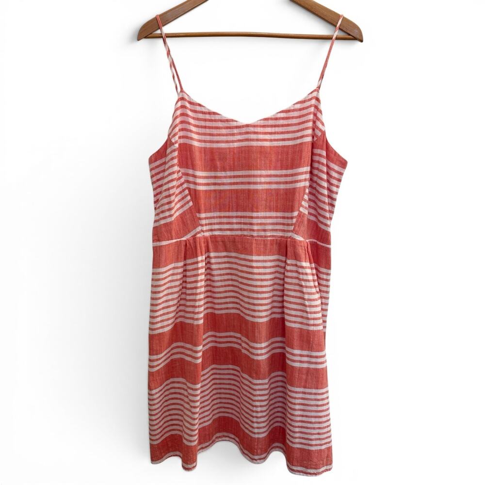 Old Navy Coral White Striped Sundress XL Cotton Resort Coastal Beach Mini Dress
